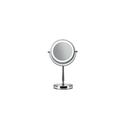 Chrome Illuminated Battery Operated Pedestal Mirror with 3x magnifying, H:30cm x W:12cm x D:18cm, MM703000E