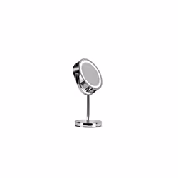 Chrome Illuminated Battery Operated Pedestal Mirror with 3x magnifying, H:30cm x W:12cm x D:18cm, MM703000E