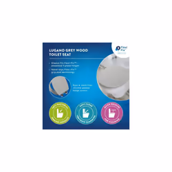 Lugano Grey Flexi-Fix Always Fits Moulded Wood Toilet Seat, Soft Close, Quick Release for Easy Cleaning