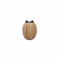 WL602186H Ontario Flexi-Fix Toilet Seat with Black Hinges, Soft Close, Quick Release, Teak Effect