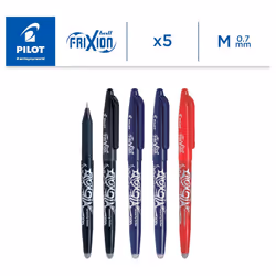 Pilot Frixion Erasable Rollerball 0.7 mm (Pack of 5) - 2 Black/2 Blue/1 Red