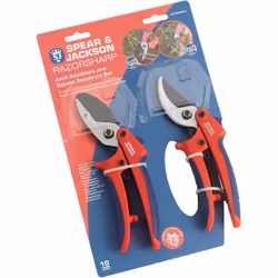 Spear & Jackson Razorsharp Advantage - Geared & Ratchet Secateur Set - Red/Navy