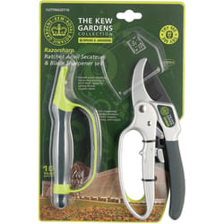 Spear & Jackson Kew Gardens Razorsharp CUTTINGSET1K Ratchet Anvil Secateurs and Sharpener Set, Blue