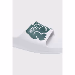 Lacoste Unisex Croco White/Green open toe sliders - UK 6