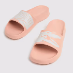 Lacoste pale pink croco slide 2.0 sandals - UK 6