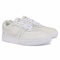 Lacoste Mens 2022 L001 0321 1 SMA Modern Embossed Logo Leather Trainers - UK 7, White/Off White