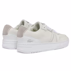 Lacoste Mens 2022 L001 0321 1 SMA Modern Embossed Logo Leather Trainers - UK 7, White/Off White