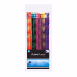 Pack Of 10 Foiled HB Pencils With Rubber Eraser Tip