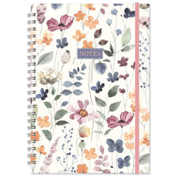 Wild Bloom Watercolour Floral Hardback A4 Wiro Bound Notebook