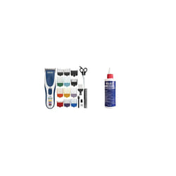Colour Pro Cordless Clipper Kit, Hair Clippers for Men, Head Shaver, 12 Colour Coded Guide Combs, Blue and White,9649-806 & Clipper Oil, Blade Oil for