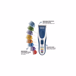Colour Pro Cordless Clipper Kit, Hair Clippers for Men, Head Shaver, 12 Colour Coded Guide Combs, Blue and White,9649-806 & Clipper Oil, Blade Oil for