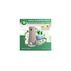 Air Wick Aerosol-Free Automatic Air Freshener Spray Starter Kit, Fresh Cotton, 1 gadget, 2 Refills & 2 AA Batteries, 24x7 Active Fresh Odour