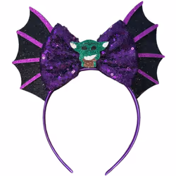 Purple Yoda Halloween Headband Sequins Party Headwear One Size