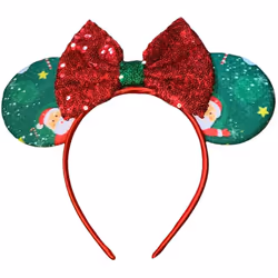 Christmas Santa Sequin Minnie Bow Headband Party Wear One Size