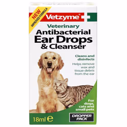 Vetzyme Antibacterial Eardrops & Cleanser (18ml)