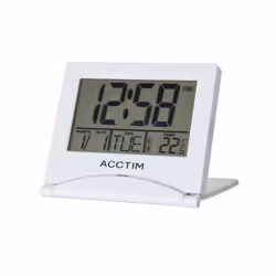 Acctim Mini Flip II Travel LCD Alarm Clock White [15782]