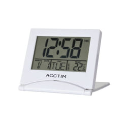 Acctim Mini Flip II Travel LCD Alarm Clock White [15782]