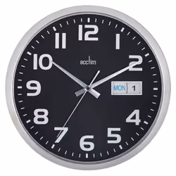 Acctim Supervisor Wall Clock Black Day & Date 21023
