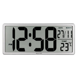 Acctim Date Keeper Jumbo LCD Wall/Desk Silver Clock with Autoset Technology