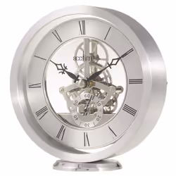 Acctim Silver Tone Skeleton Battery Mantel Clock Millendon 37027