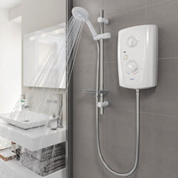 Triton T80 Pro Fit Electric Shower 7.5kW White & Chrome 5 Spray Modern SP8007PF