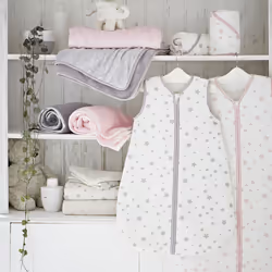 Silentnight Safe Nights Cot Bed Fitted Sheet, Grey Stars, Pack of 2