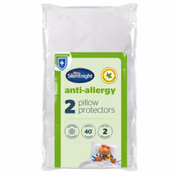 Silentnight Anti Allergy Pillow Protector, 2 pack, Allergy Barrier Supersoft Cover