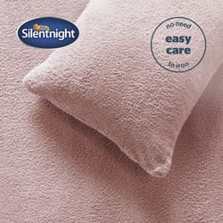 Silentnight Cosy Teddy Fleece Duvet Set Blush Pink  Soft Winter Bedding - King