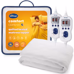 Silentnight Multi-Zone Heated Quilted Mattress Topper- Double, 1400 mm, 50 mm, 1900 mm, Microfibre, Machine wash, 30 °C