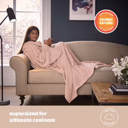 Silentnight Snugsie Wearable Throw Blush Teddy Fleece Warm Cosy Blanket