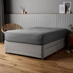 Silentnight Supersoft Collection Charcoal Single Fitted Sheet. Super Soft and Easy Care No-Iron Luxury Linen Bottom Bedsheet - Elastic Hem to Snugly
