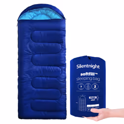 Silentnight Camping adult Sleeping Bag, 3 Seasons - Blue