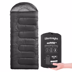 Silentnight Softfill 3 Seasons Adults Sleeping Bag, Black - Black