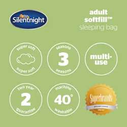 Silentnight Softfill 3 Seasons Adults Sleeping Bag, Black - Black