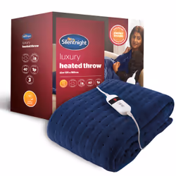 Silentnight Luxury Heated Throw- Navy, LED, 1200 mm, 1600 mm, 20 mm, 1.3 kg, Polyester