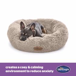 Silentnight Calming Donut Pet Bed Round Soft Doghnout Cushion for Dogs and Cats - Small/Medium, Natural