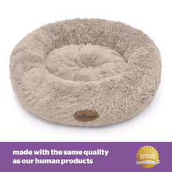 Silentnight Calming Donut Pet Bed Round Soft Doghnout Cushion for Dogs and Cats - Small/Medium, Natural