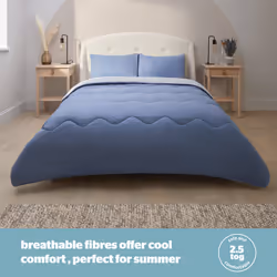 Silentnight Summer Breeze 2.5 Tog Coverless Duvet & Pillowcase - Double, Grey/Blue