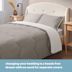 Silentnight Summer Breeze 2.5 Tog Coverless Duvet & Pillowcase - King, Cream/Taupe