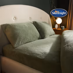 Silentnight Teddy Fleece Fitted Sheet Cosy Snuggly - Sage, Single