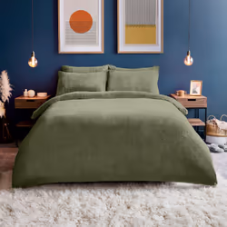 Silentnight Teddy Fleece Duvet Set, Sage Green with Pillowcase Included - Single
