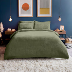 Silentnight Teddy Fleece Duvet Set, Sage Green with Pillowcase Included - Double