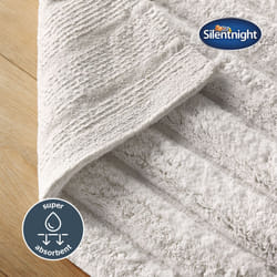 Silentnight Ribbed Cotton Bathmat Super Soft & Super Absorbent 100% Cotton BCI - Luxurious Deep Thick Textured Pile - 80 x 50cm - Machine Wash - White