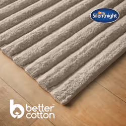Silentnight Ribbed Cotton Bathmat Super Soft & Super Absorbent 100% Cotton BCI - Luxurious Deep Thick Textured Pile - 80 x 50cm - Machine Wa - Natural