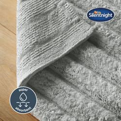 Silentnight Ribbed Cotton Bathmat Super Soft & Super Absorbent 100% Cotton BCI - Luxurious Deep Thick Textured Pile - 80 x 50cm - Machine Washa - Grey