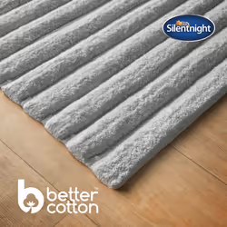 Silentnight Ribbed Cotton Bathmat Super Soft & Super Absorbent 100% Cotton BCI - Luxurious Deep Thick Textured Pile - 80 x 50cm - Machine Washa - Grey