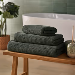 Silentnight Popcorn Waffle Towel 100% Cotton BCI, Super Soft and Absorbent - Hand Towel, Green
