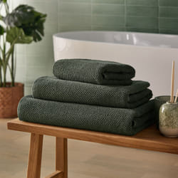 Silentnight Popcorn Waffle Towel 100% Cotton BCI, Super Soft and Absorbent - Hand Towel, Green