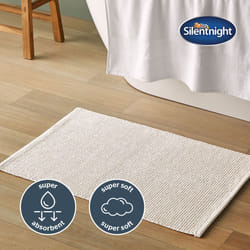 Silentnight Textured Knot Bathmat Super Soft & Quick Drying 100% Cotton BCI 80 x 50cm - Machine Washable - White