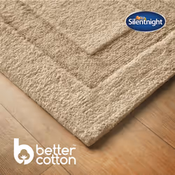 Silentnight Supersoft Bathmat Super Soft & Absorbent 100% Cotton BCI - Quick Drying Plush Texture Non-Slip Base Bathmat - 80 x 50cm - Machin - Natural